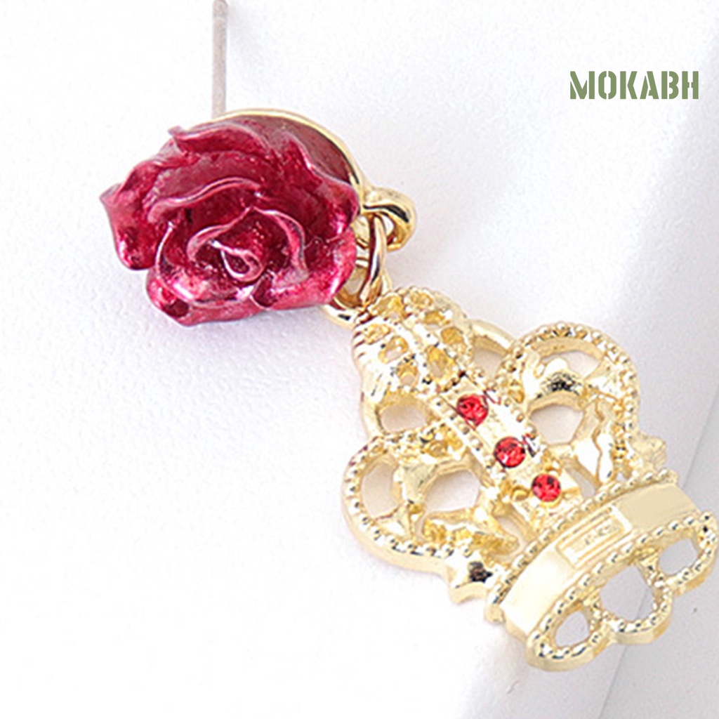 1 Đôi Bông Tai Hợp Kim Hình Hoa Hồng Đính Đá Phong Cách Retro