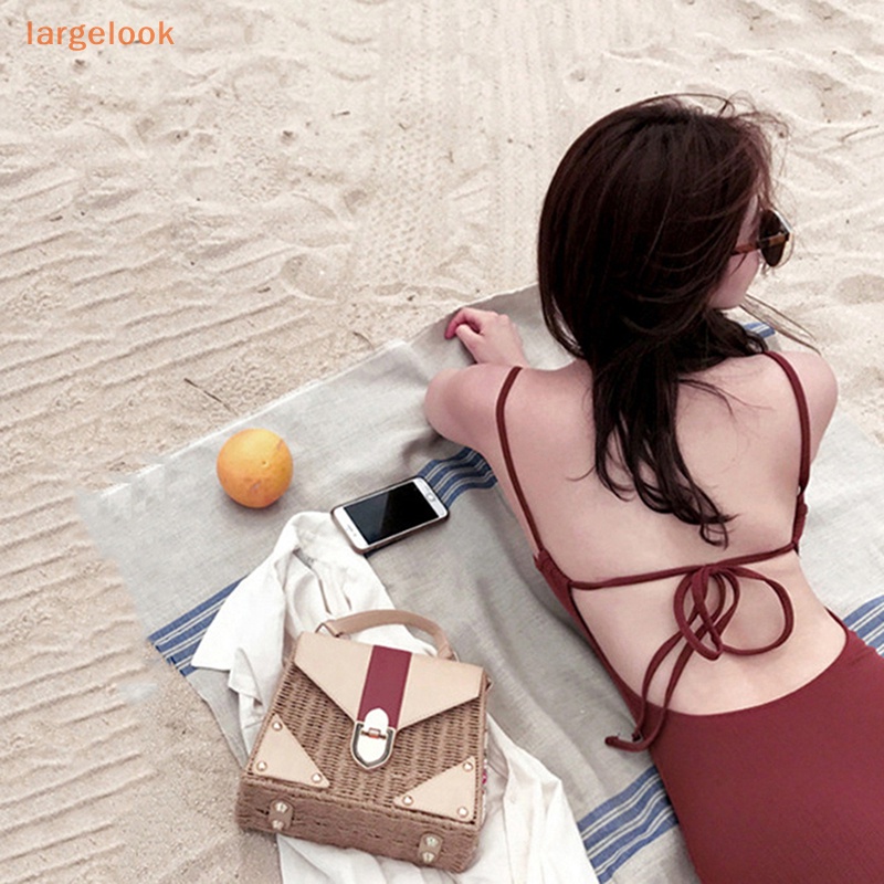 Bộ Đồ Bơi Một Mảnh Tam Giác Hở Lưng Màu Đỏ Rượu Phong Cách Cổ Điển Gợi Cảm [Biglook] Ins Mới Cho Nữ