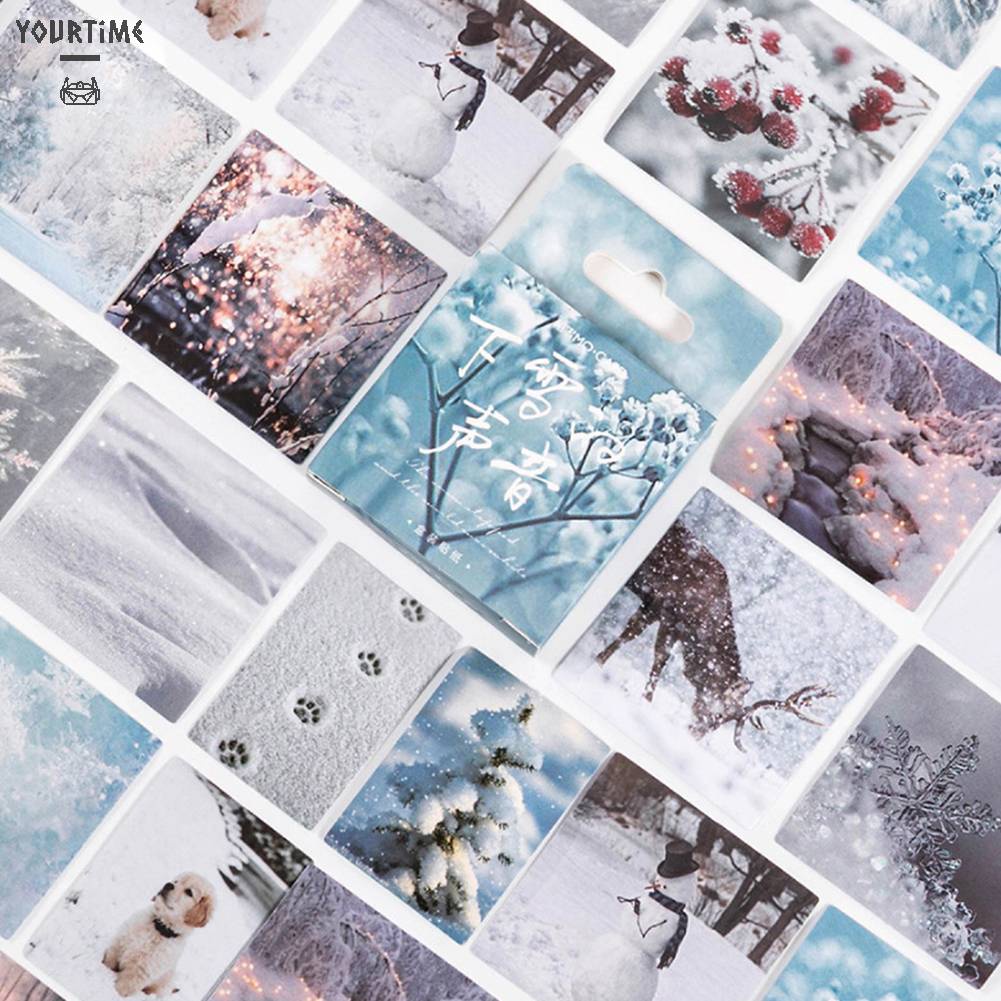Set 46 Miếng Dán Trang Trí Album DIY Hình Phong Cảnh Mùa Đông Sáng Tạo