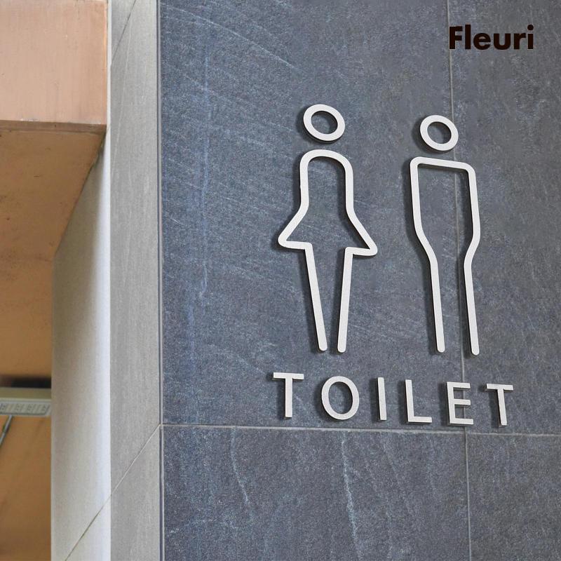 [Fleurir] Set 2 Bảng Hiệu Toilet Phong Cách Bắc Âu Trang Trí Khách Sạn / Phòng Tắm Không Cần Khoan Lỗ