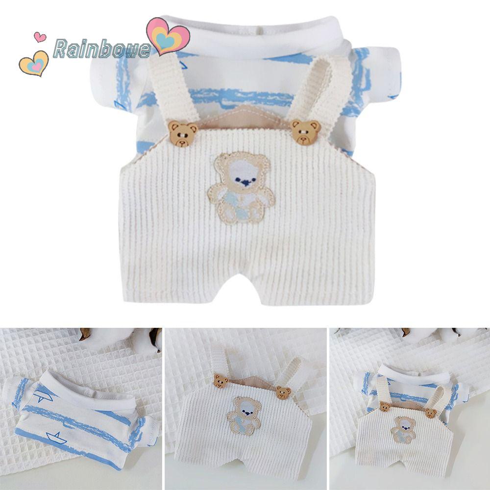 1 Bộ Áo Thun Và Quần Yếm Màu Cầu Vồng Dành Cho Búp Bê 20cm