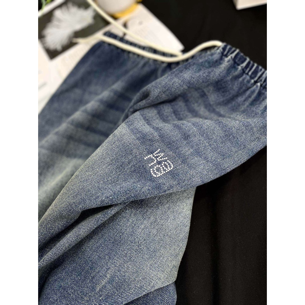 GP9H Alexander Wang 2023 spring and summer new letter embroidery logo design fashion all-match elastic waist drawstring casual jeans for women