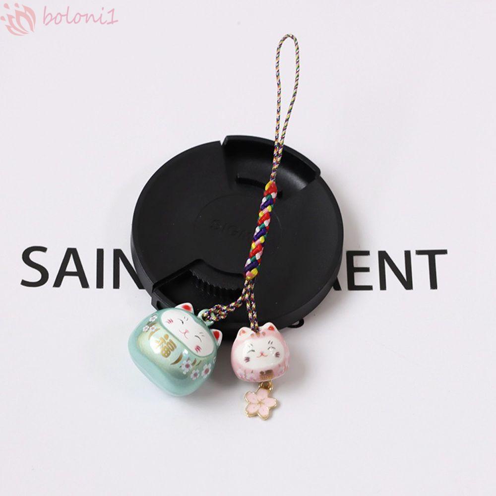 [COD] Móc Khóa Điện Thoại / Chìa Khóa Hình Chú Mèo May Mắn Có Dây Treo Trang Trí Túi Xách / Điện Thoại
