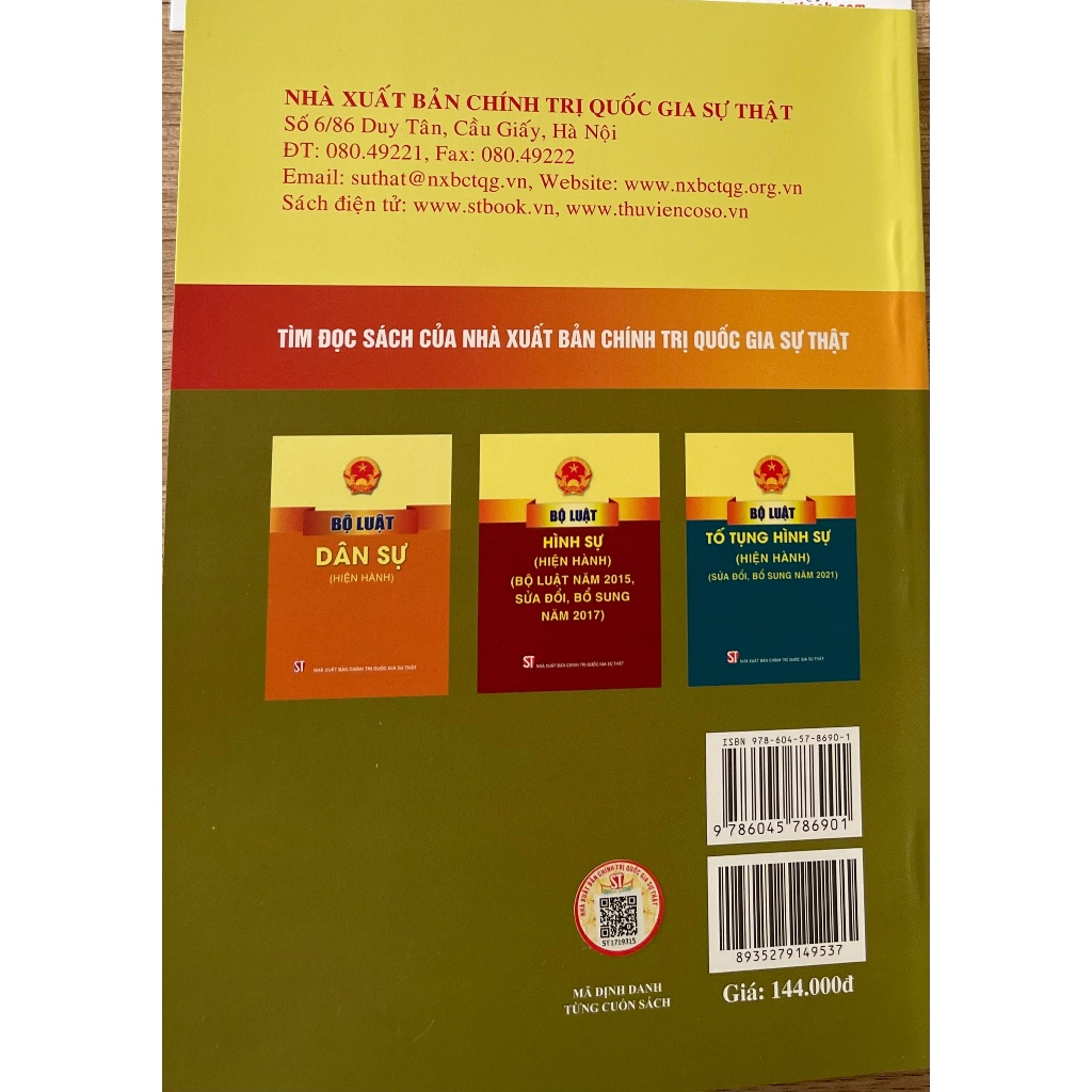 Sách Bộ Luật Tố Tụng Dân Sự (Hiện Hành) (Sửa đổi, bổ sung năm 2019,2020,2022) - Nhà Sách Sự Thật | BigBuy360 - bigbuy360.vn