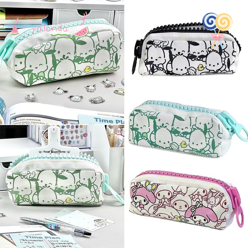 Túi Đựng Bút Vải Canvas Cỡ Lớn In Họa Tiết My Melody / Chú Chó Pacha Phối Khóa Kéo Cho Trường Học / Văn Phòng