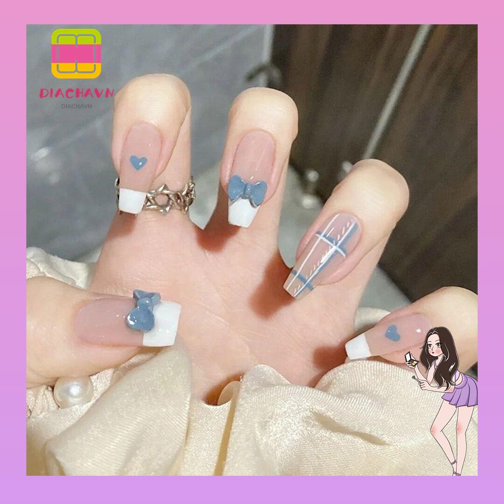 Hộp 24 Móng Tay Giả Che Phủ Toàn Diện Có Thể Tháo Rời