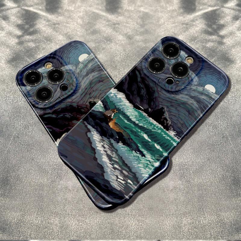 Ốp Điện Thoại Chống Sốc In Hình Tranh Vẽ Van Gogh Đơn Giản Cho iPhone plus 14pro 6In Wave 13 max121178 Ốp Điện Thoại Thời Trang Cho R7th R7th