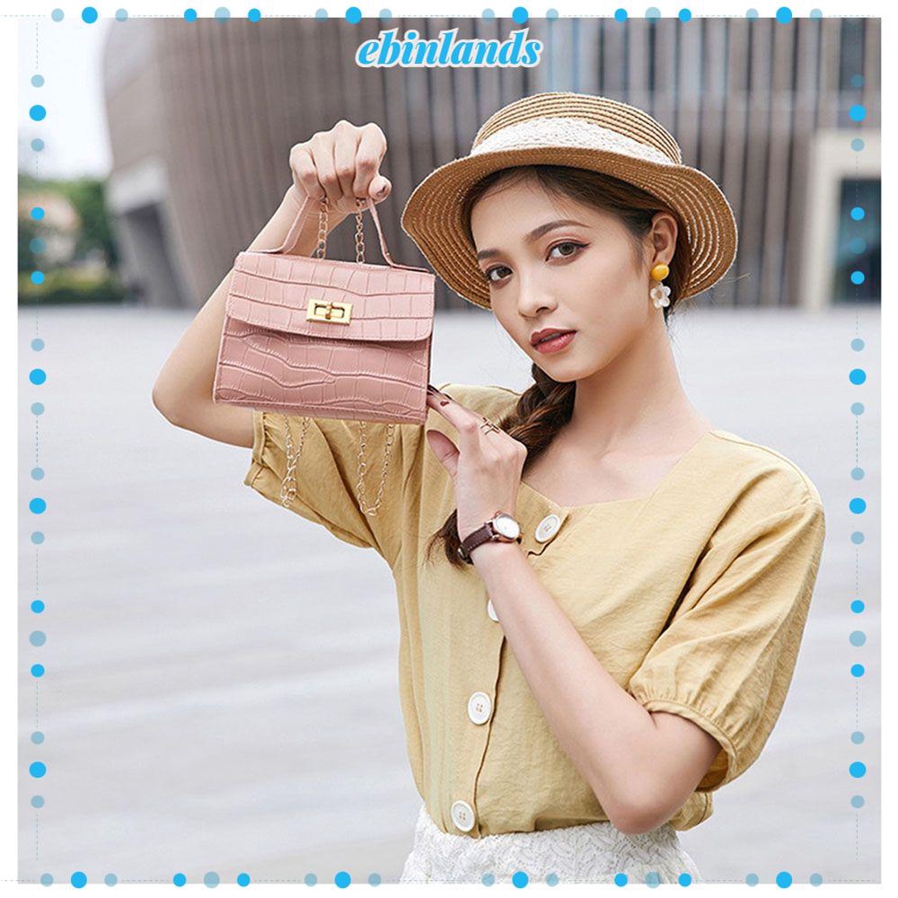 Túi Đeo Chéo Da PU Màu Trơn Phong Cách Châu Âu