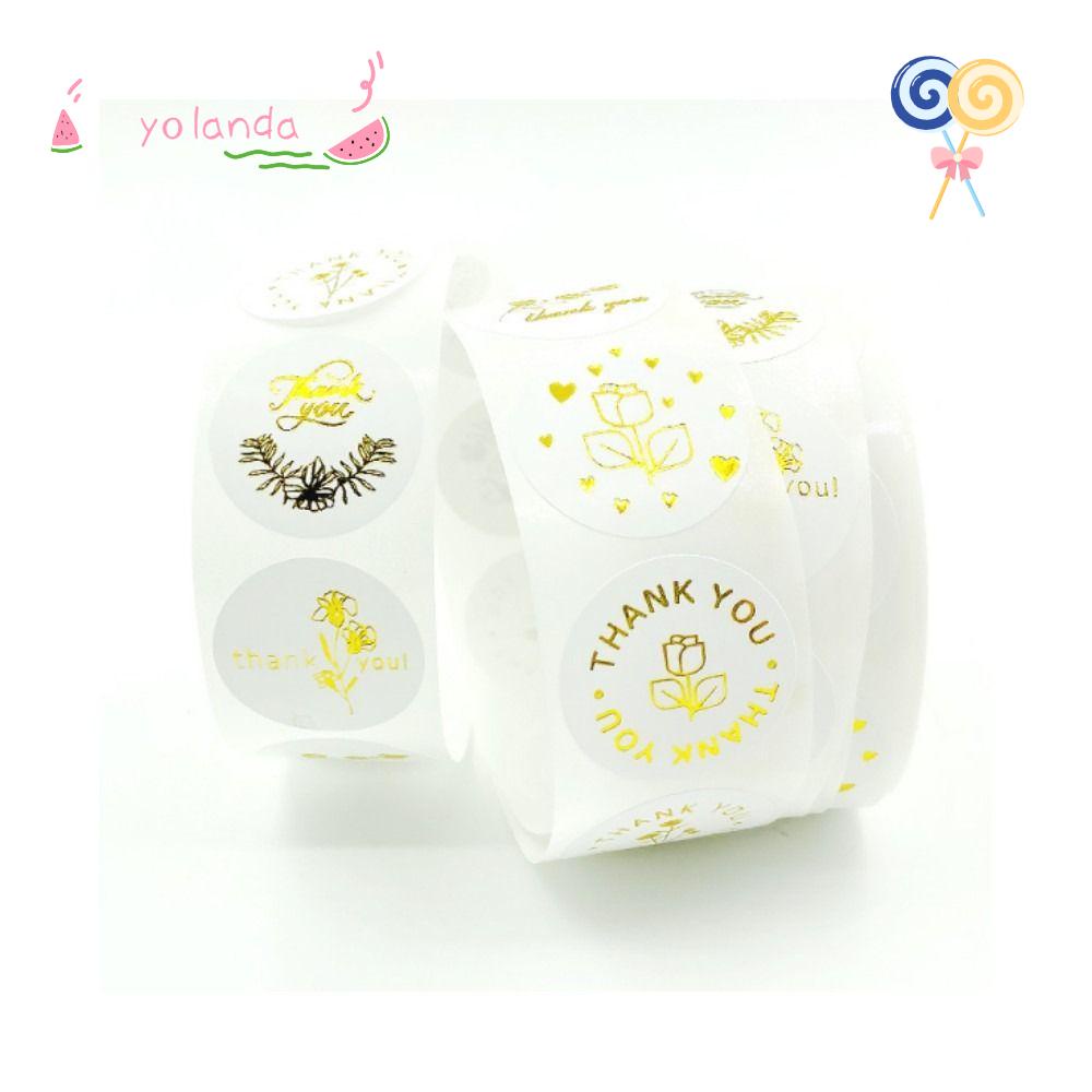 Cuộn Miếng Dán Hình Tròn Họa Tiết Hoa Hồng Và Chữ Thank You Độc Đáo Dùng Trang Trí