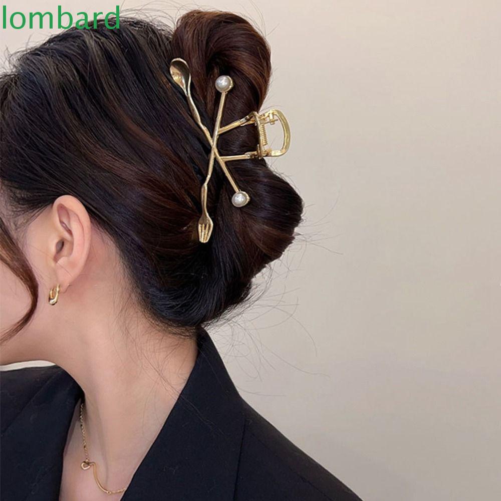 Kẹp Tóc Kim Loại Hình Cá Mập / Hình Học Thanh Lịch Cho Nữ