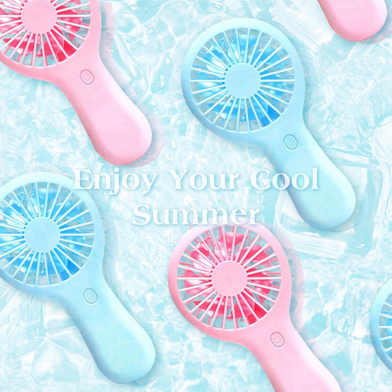 Set 2 Quạt Mini Cầm Tay Di Động Có Thể Sạc Lại Cho Đi Du Lịch