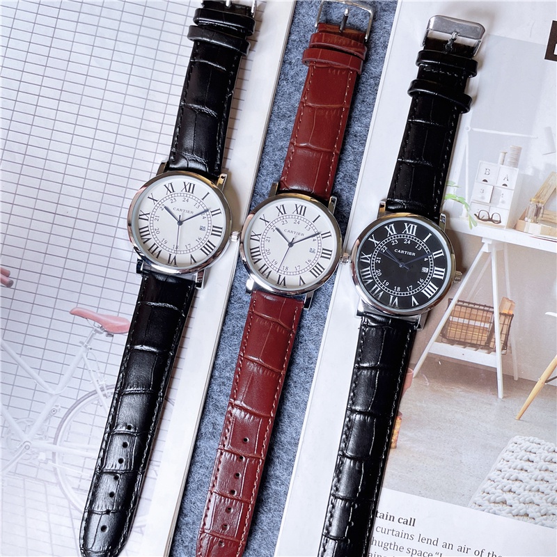 Đồng Hồ Quartz Nam Hiển Thị Ngày Với Dây Đeo Da