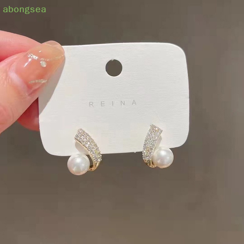 Abongsea Bông Tai Ngọc Trai Thời Trang Hàn Quốc Đơn Giản Phong Cách Baroque Cổ Điển Cho Nữ