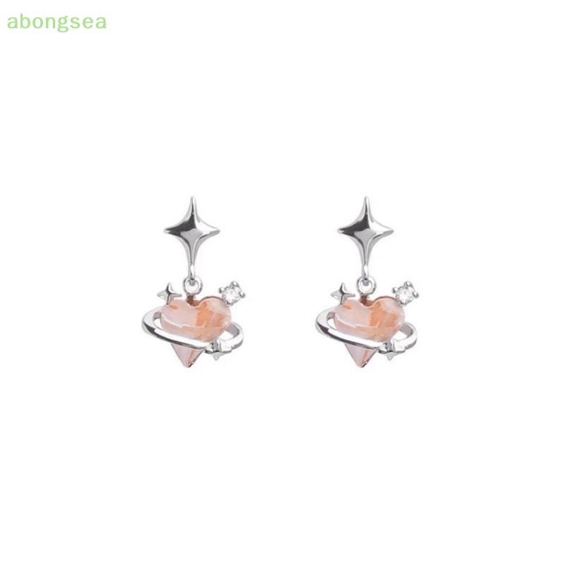 6 Bông Tai Đá Opal Hình Trái Tim / Ngôi Sao / Trái Tim / Chữ Thập Bằng Kim Loại Thời Trang Cho Nữ