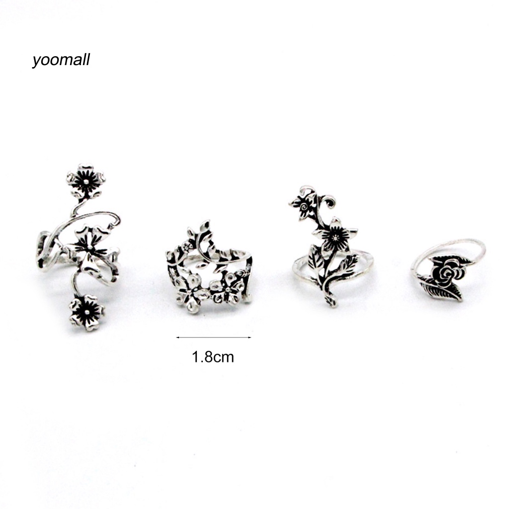 Set 4 Nhẫn Đeo Khớp Ngón Tay Phong Cách Trung Hoa Cổ Điển Dành Cho Nữ