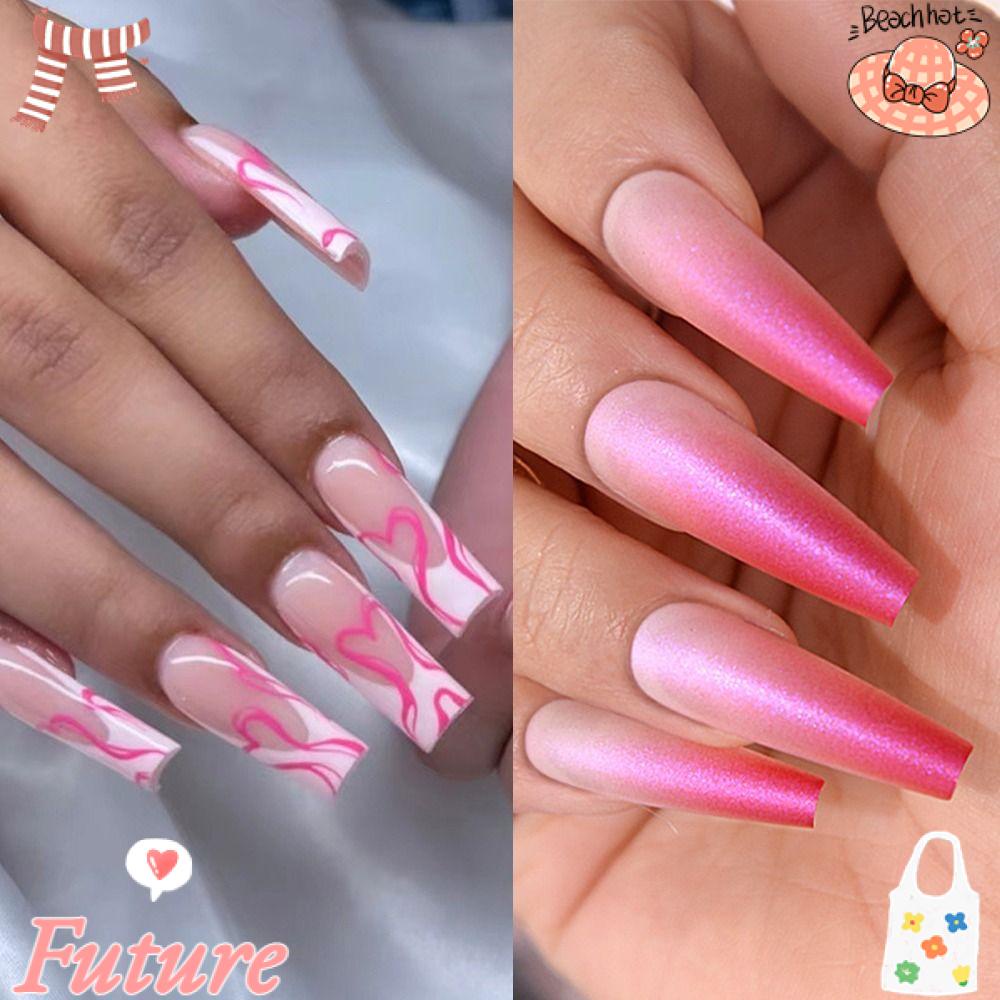 Set 24 Móng Tay Giả Che Phủ Toàn Diện Phong Cách Pháp DIY