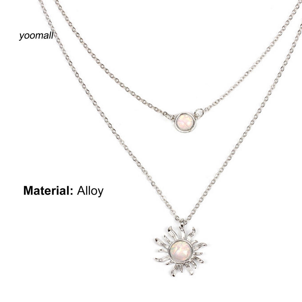 Vòng cổ Hai Lớp Mặt Hoa Hướng Dương Sáng Bóng Tinh Tế Cho Nữ