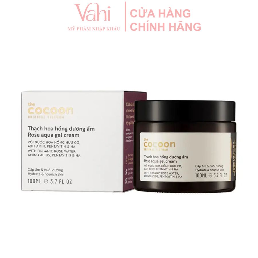 Thạch hoa hồng dưỡng ẩm Cocoon Rose Aqua Gel Cream Hydrate & Nourish Skin 100ml