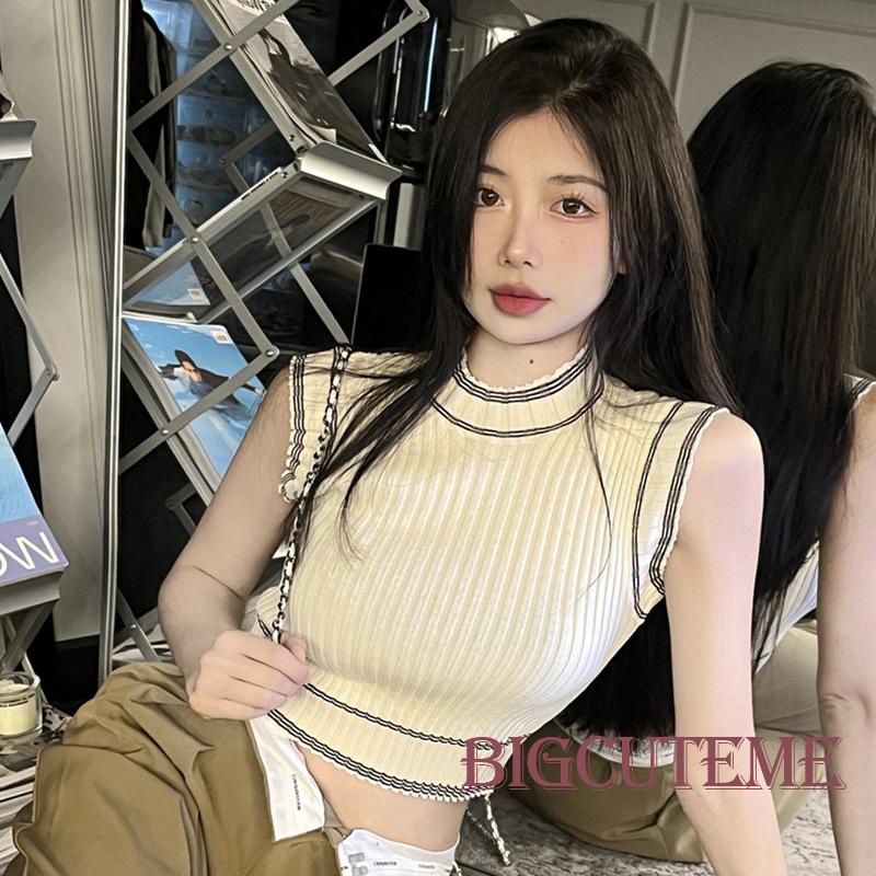 [] Áo Tank Top Không Tay Cổ Tròn Ôm Dáng Phong Cách Đường Phố Mùa Hè Cho Nữ