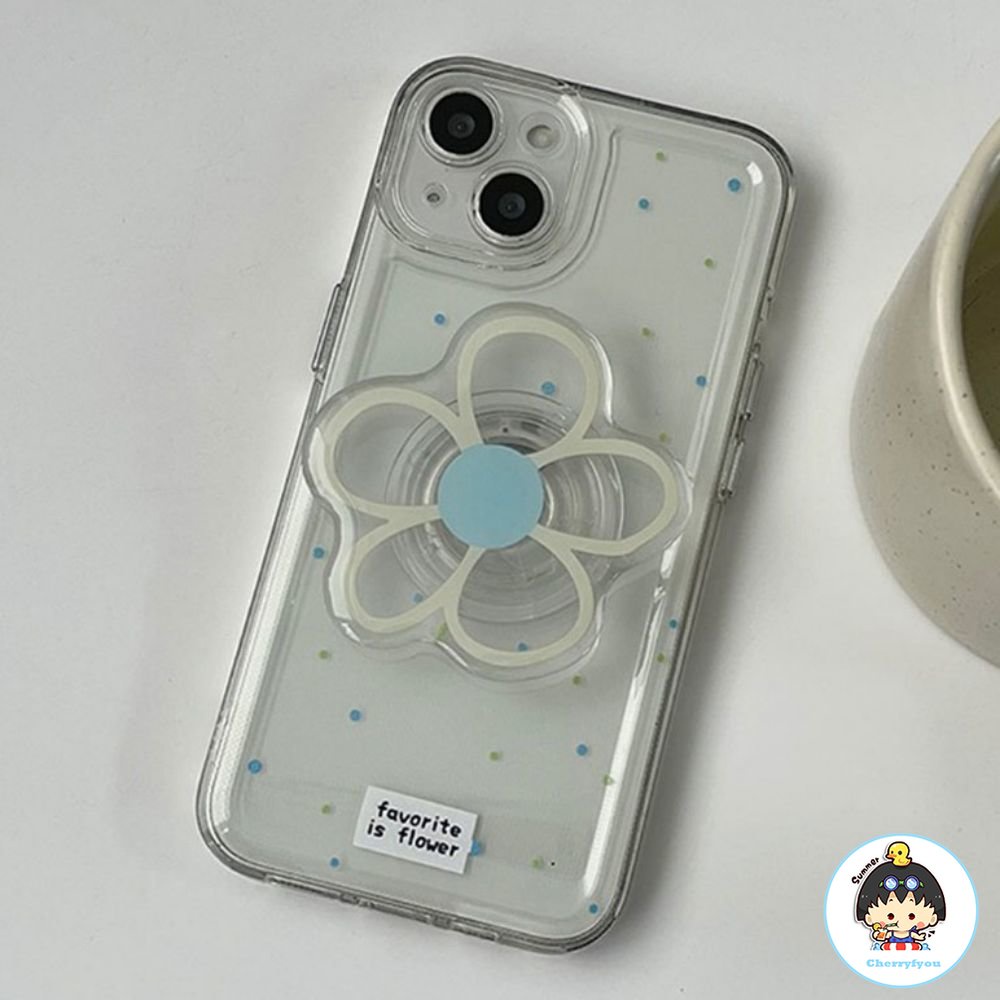 Ốp Điện Thoại TPU Mềm Trong Suốt Chống Trượt Có Giá Đỡ Hình Hoa Cho IPhone 11 12 13 14 Pro Max 14 Plus