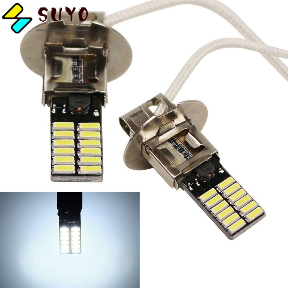 Bộ 2 Đèn Pha Sương Mù Siêu Sáng H3 6500K 24-SMD 4014 Cho Xe Hơi