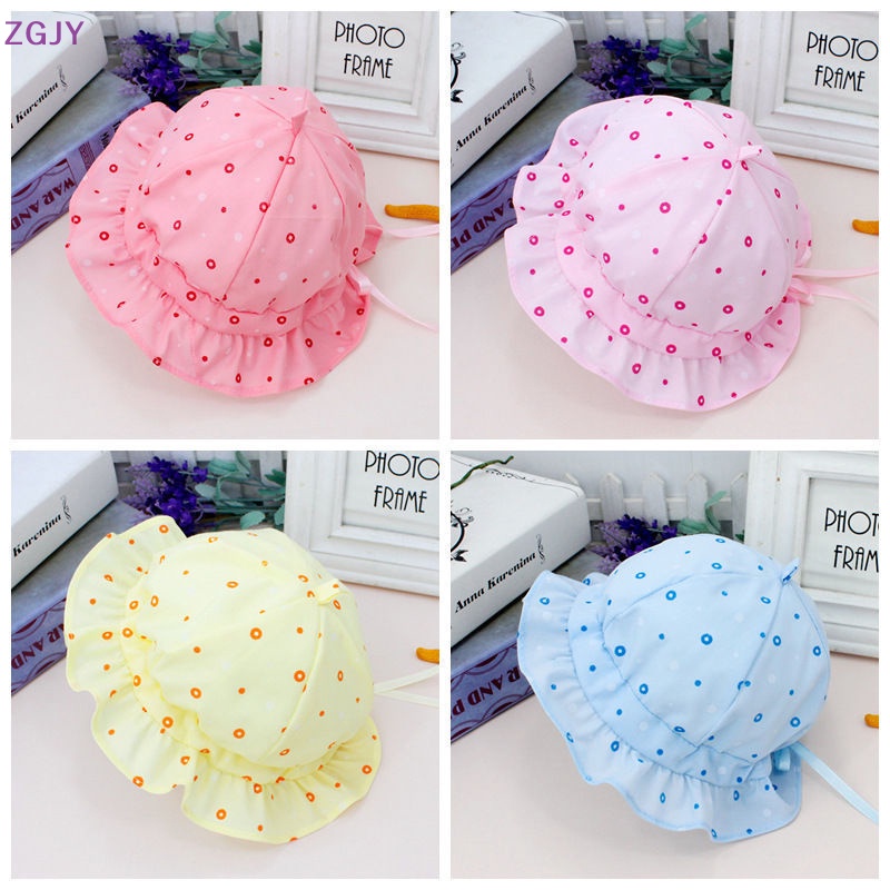 Mũ Bucket Mỏng Nhẹ In Họa Tiết Chấm Bi Đính Nơ Dễ Thương Thời Trang Xuân Thu Cho Bé Sơ Sinh Mới