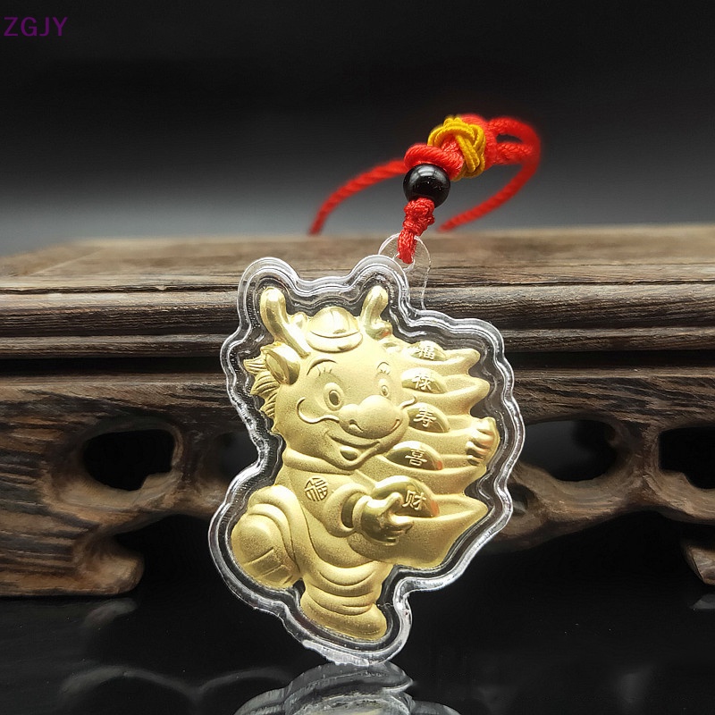 Đồng Xu Mạ Vàng Họa Tiết Rồng Năm 2024 Dùng Để Trang Trí Xe Hơi Mới