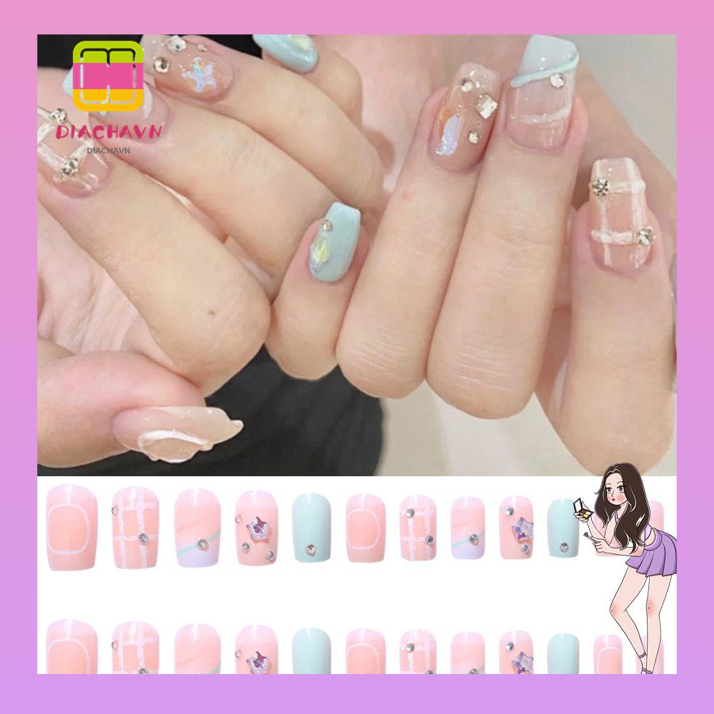DIACHAVN Bộ 24 Móng Tay Giả Che Phủ Toàn Diện Dễ Thương