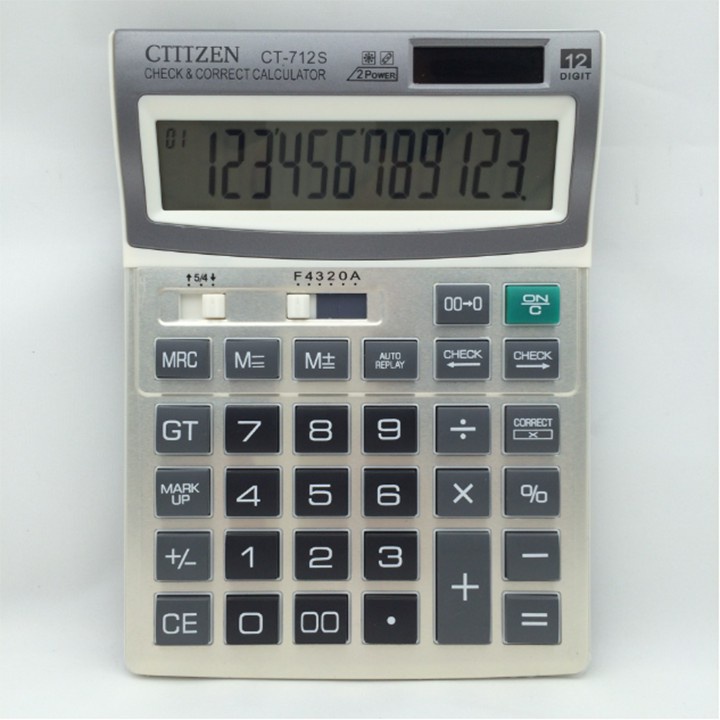 Máy tính kế toán điện tử bỏ túi 12 số Citizen CT-912S cao cấp dùng năng lượng mặt trời VHMART18