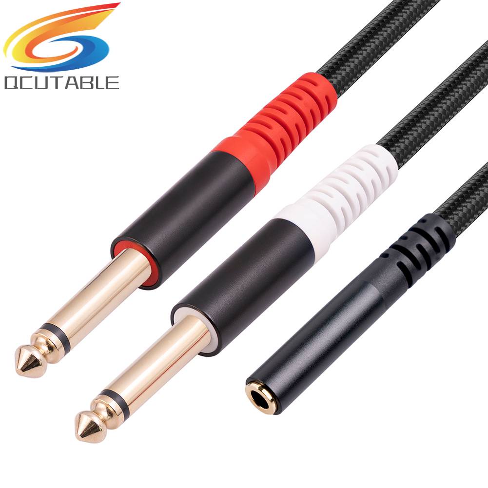 Dây Cáp Âm Thanh 3.5mm Đầu Cái Sang Đầu Đực 6.35mm Dài 0.3m Cho Loa Trộn