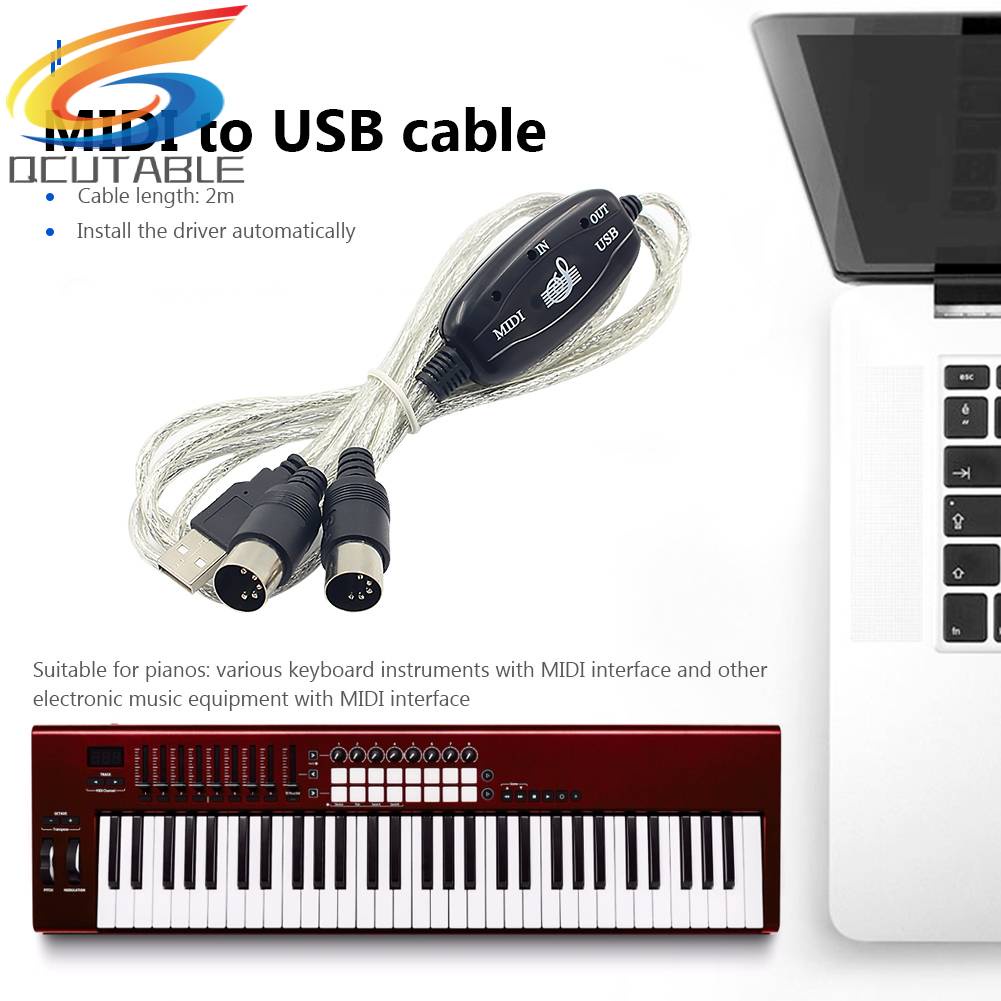 Dây Cáp Âm Thanh 2m MIDI Sang USB Cho Máy Tính