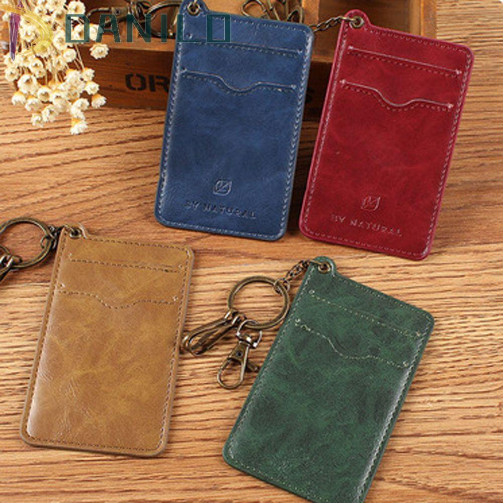 DANILO Ví Đựng Thẻ Bằng Da PU Hai Mặt Thiết Kế Nhỏ Gọn Kèm Móc Khóa Tiện Dụng