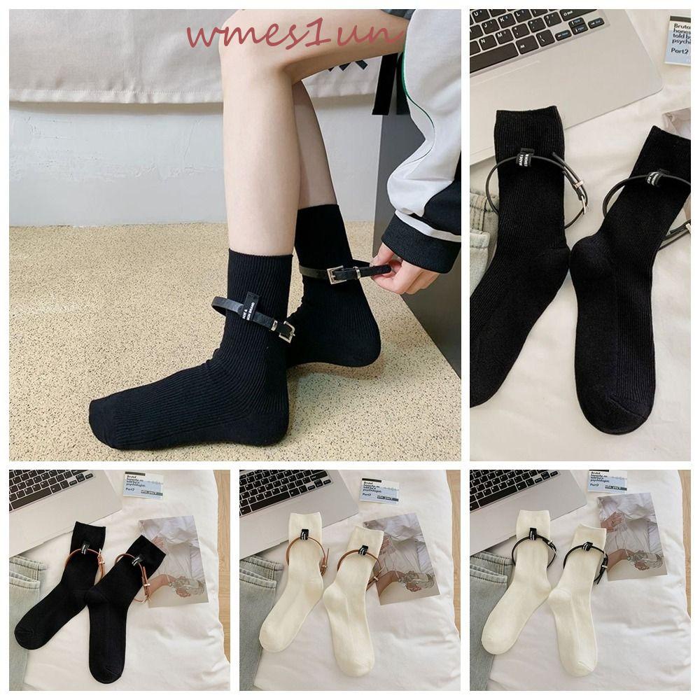 Vớ Cotton Cổ Vừa Thấm Hút Mồ Hôi Phong Cách Hàn Quốc WMES15H Dành Cho Nữ