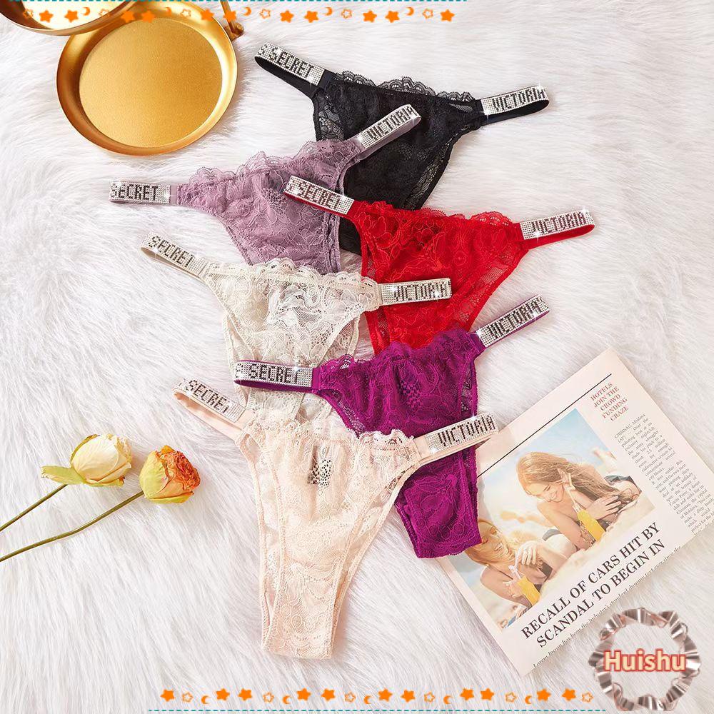 HS Quần Lót Lụa Phối Ren In Chữ Thời Trang Quyến Rũ Cho Nữ|Quần Lót Ôm Sát Quyến Rũ Hợp Thời Trang