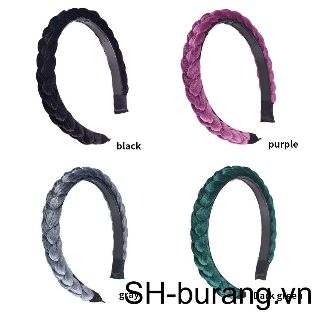 Băng Đô Cài Tóc Bện Bằng Nhựa Chống Trượt Màu Đen Cho Nữ