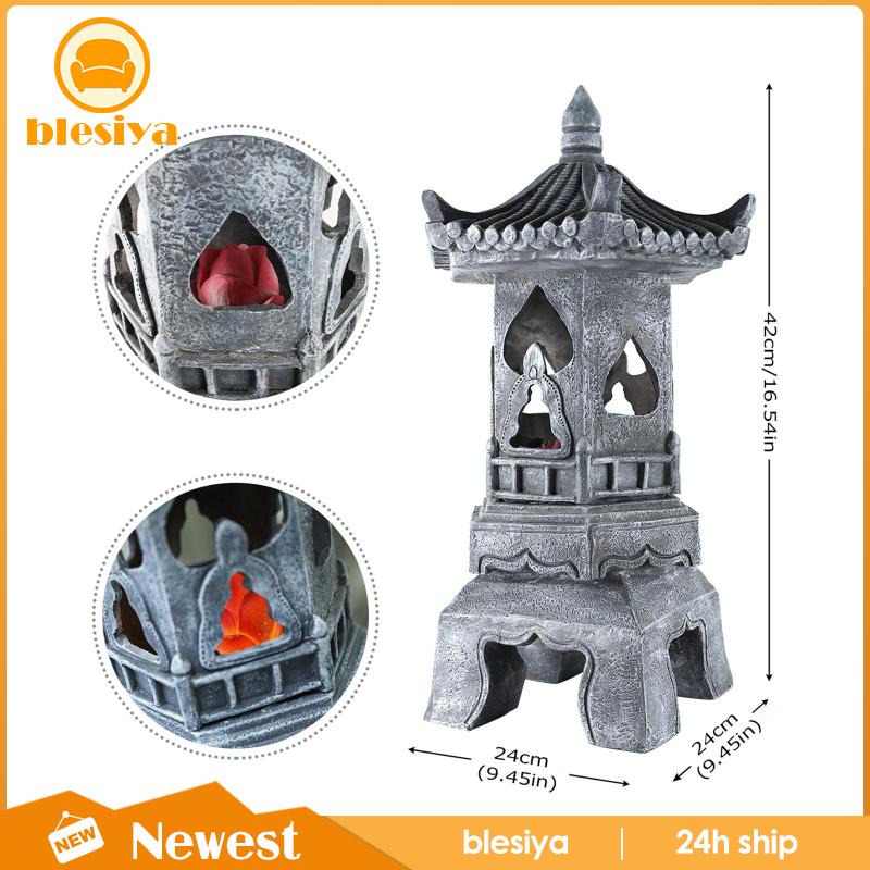 [Blesiya] Bức Tượng Đèn Lồng Năng Lượng Mặt Trời Polyresin Cho Lối Đi Nông Trại