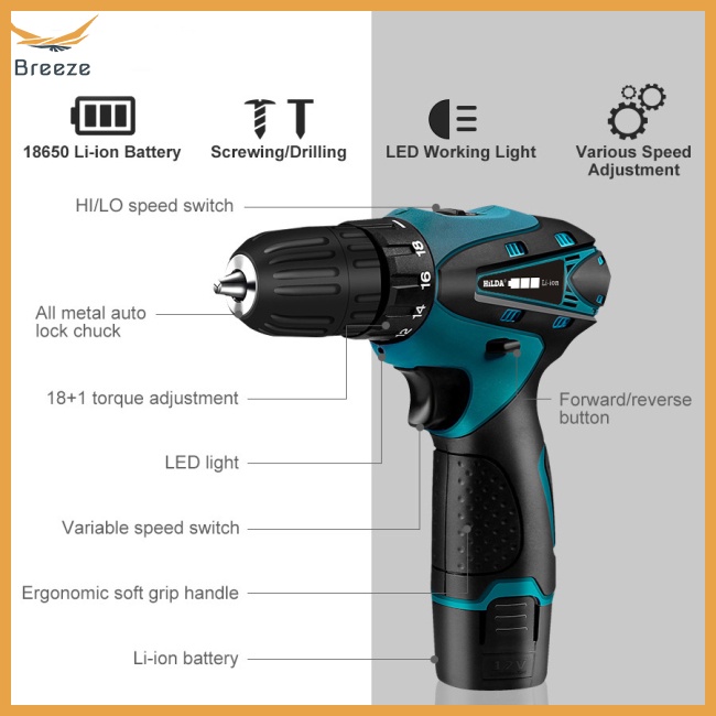 Tua Vít Điện Mini Không Dây Sử Dụng Pin Lithium Tiện Lợi
