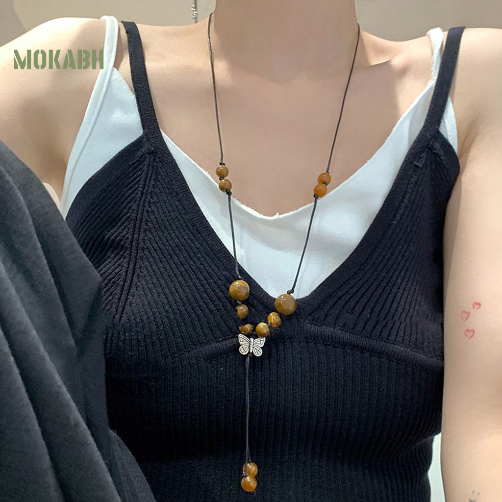 Vòng cổ Dáng Dài Mặt Hình Bướm Phong Cách Trung Hoa Cổ Điển Cho Nữ