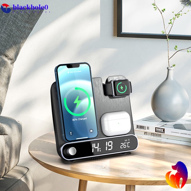 Bộ Đế Sạc Nhanh Không Dây Đa Năng 15w Có Đèn Led Kỹ Thuật Số Dành Cho Điện Thoại / Đồng Hồ