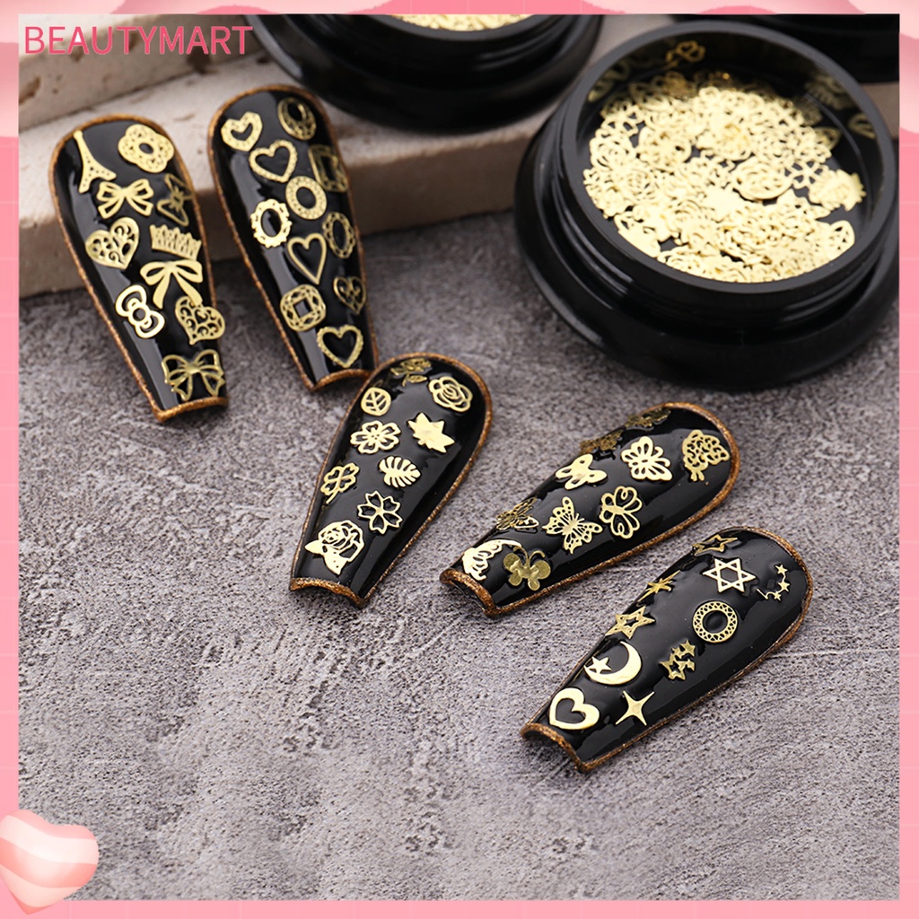 Hộp Sequin Hình Vương Miện / Lá / Trái Tim / Nơ Lấp Lánh Trang Trí Móng Nghệ Thuật