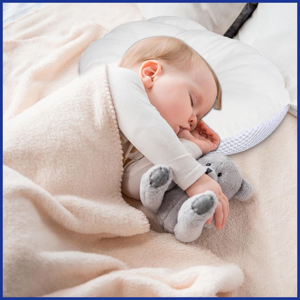 Gối Ngủ Mềm Mại Thoáng Khí Có Thể Giặt Máy Hình Tai Gấu Dễ Thương An Toàn Cho Bé