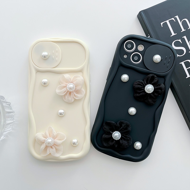 Ốp Điện Thoại TPU Mềm Chống Sốc Đính Hạt Ngọc Trai Và Hoa 3D Dành Cho Apple IPhone 14 13 12 11 Pro Max