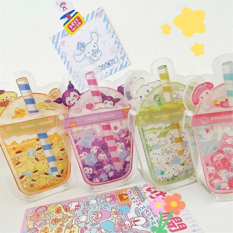 Sanrio Bộ Đồ Chơi Xếp Hình Chai Trà Sữa Sanrio Người Ngoài Hành Tinh Kuromi Cinnamon Melody Pudding Dog Merchandise DIY