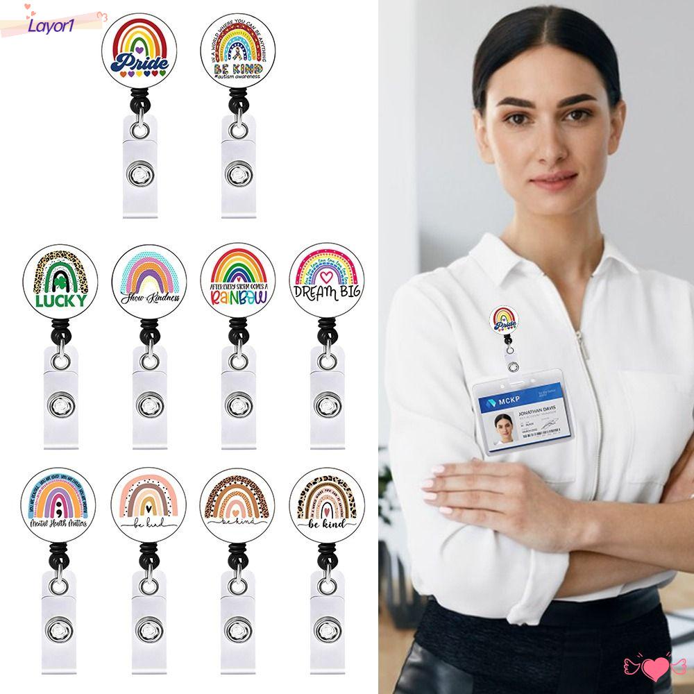 LAYOR1 Móc Khóa Dạng Xoay Họa Tiết Cầu Vồng Giá Đỡ