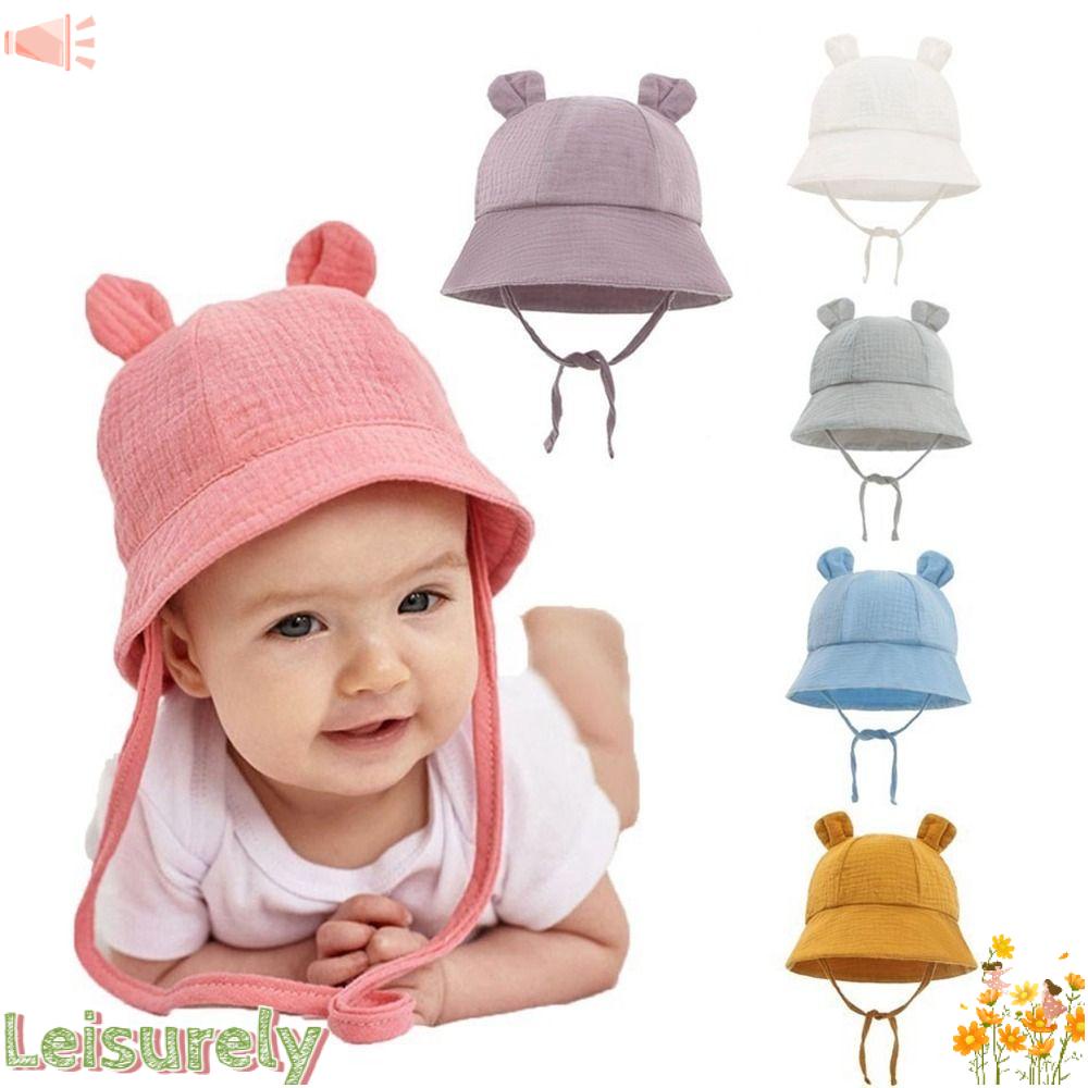 LEILY Mũ Bucket Che Nắng Đính Tai Thỏ Hoạt Hình Dễ Thương Cho Bé