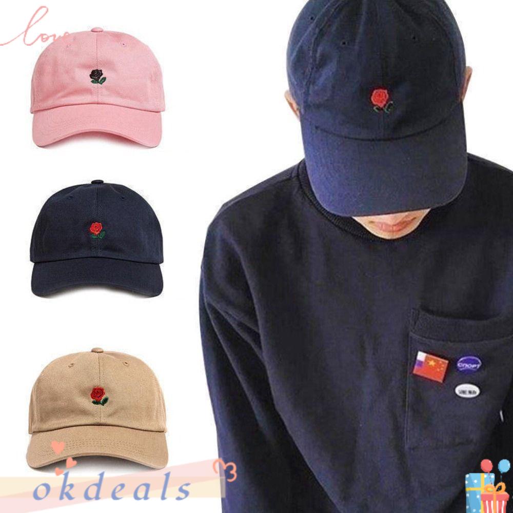 Mũ Lưỡi Trai Chất Liệu Polyester Chất Lượng Cao Thêu Hình Hoa Hồng Cho Nam Nữ