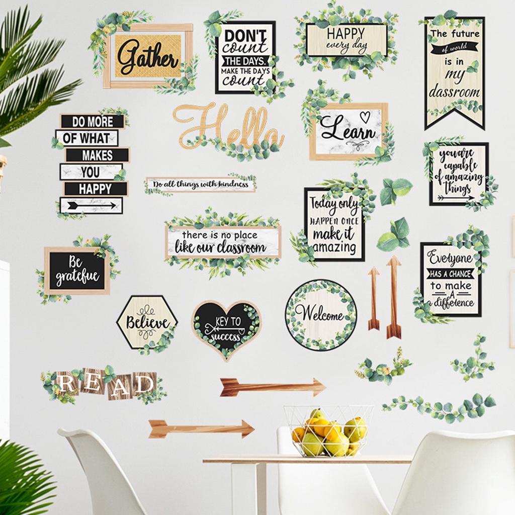 Set 4 Miếng Dán Tường Bằng PVC Chống Nước In Slogan Truyền Cảm Hứng Có Thể Tháo Gỡ Trang Trí Nhà Cửa