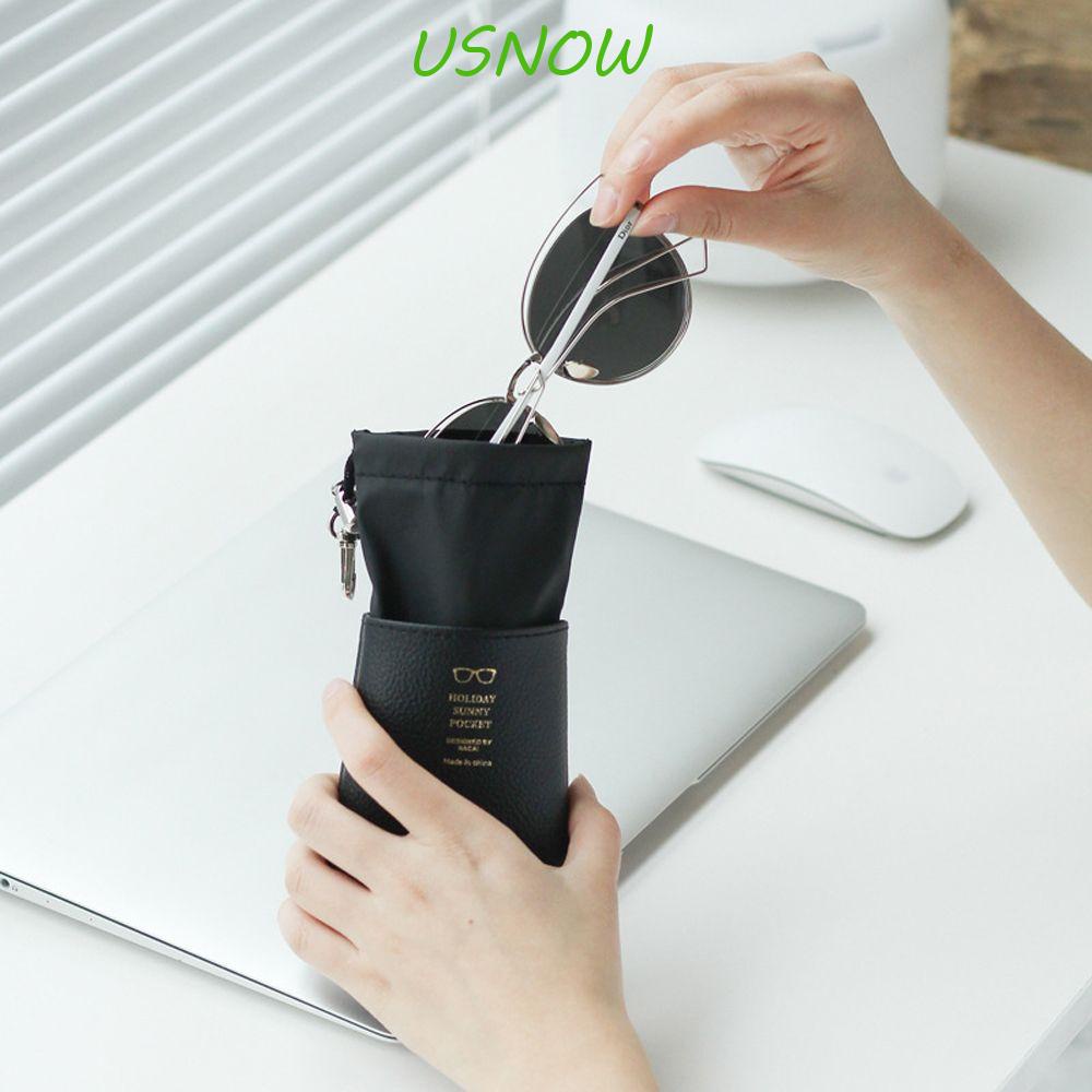 USNOW Túi Dây Rút Mềm Mại Màu Trơn Đựng Mắt Kính Phong Cách Retro