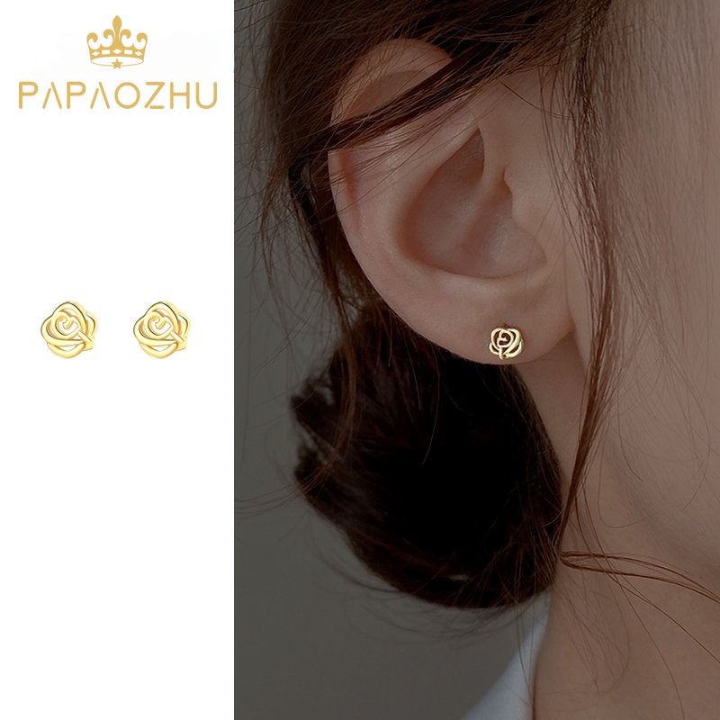 Bông Tai Mạ Bạc 925 Hình Hoa Hồng Thanh Lịch Cho Nữ