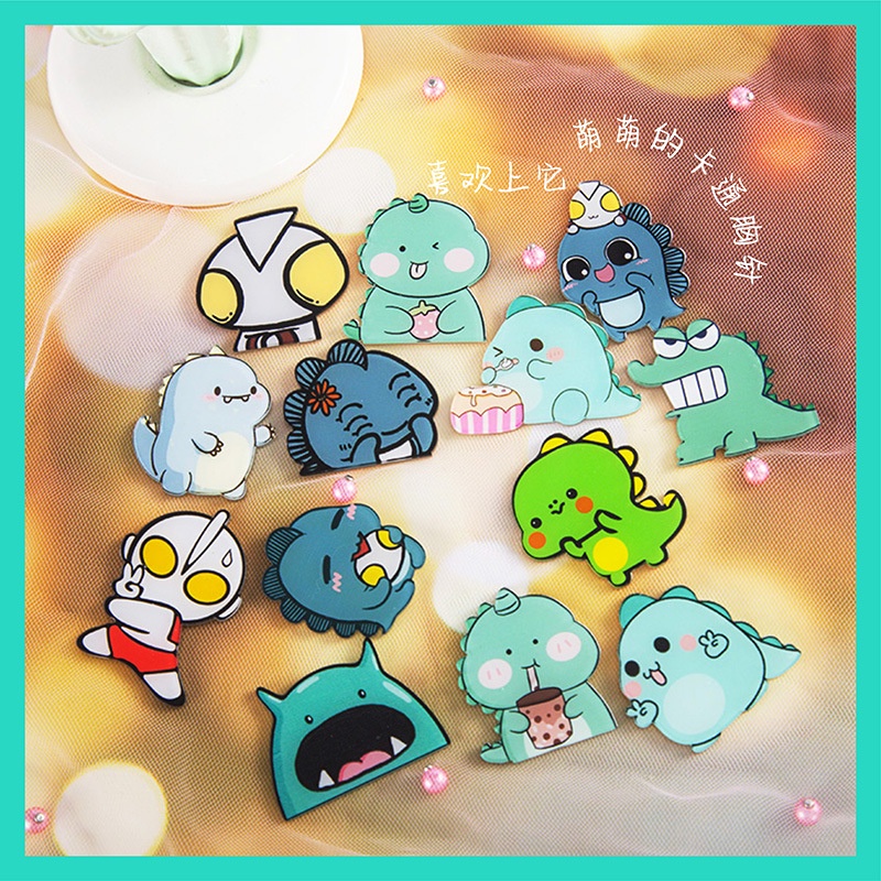 Ghim Cài Áo Hình Khủng Long Hoạt Hình Bằng Acrylic Mềm Mại Và Đáng Yêu Kiểu Nhật Bản Và Hàn Quốc